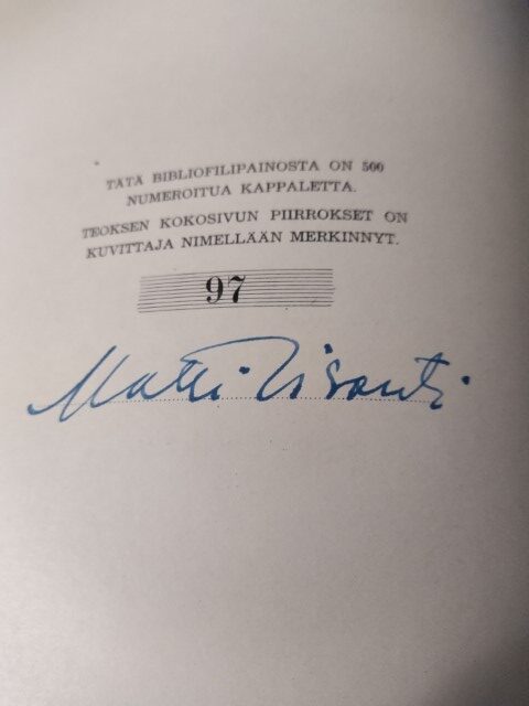 Suomalaisia Legendoja (toim. Martti Haavio, Kuvitus Matti Visanti.  Numeroitu Bibliofiilipainos - Pohjanmaan Antikvariaatti / Verkkokauppa